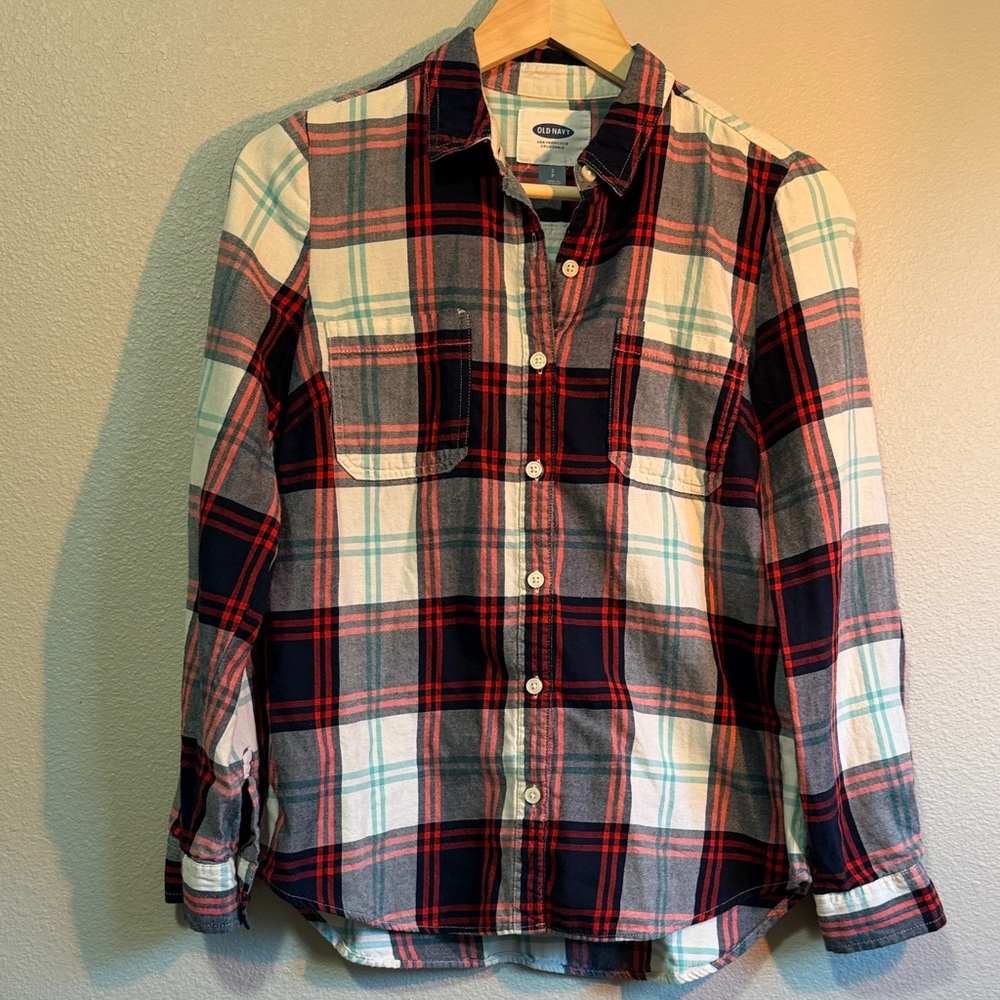 Old Navy Red and Blue Plaid Casual Shirt